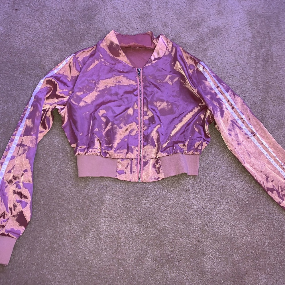 Pink Satin Zip Up
